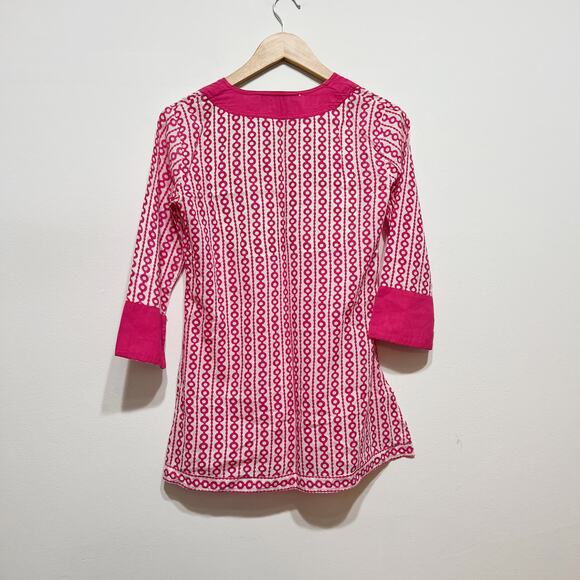 Gretchen Scott pink and white geometric cotton swim coverup tunic Size XS - Picture 3 of 3